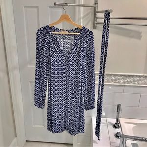 Banana Republic Blue and White Shirt Dress Sz 12